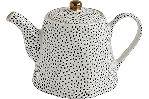 Co-op Creative Decor White Stoneware Black Speckles & Gold Electroplating Teapot Cream