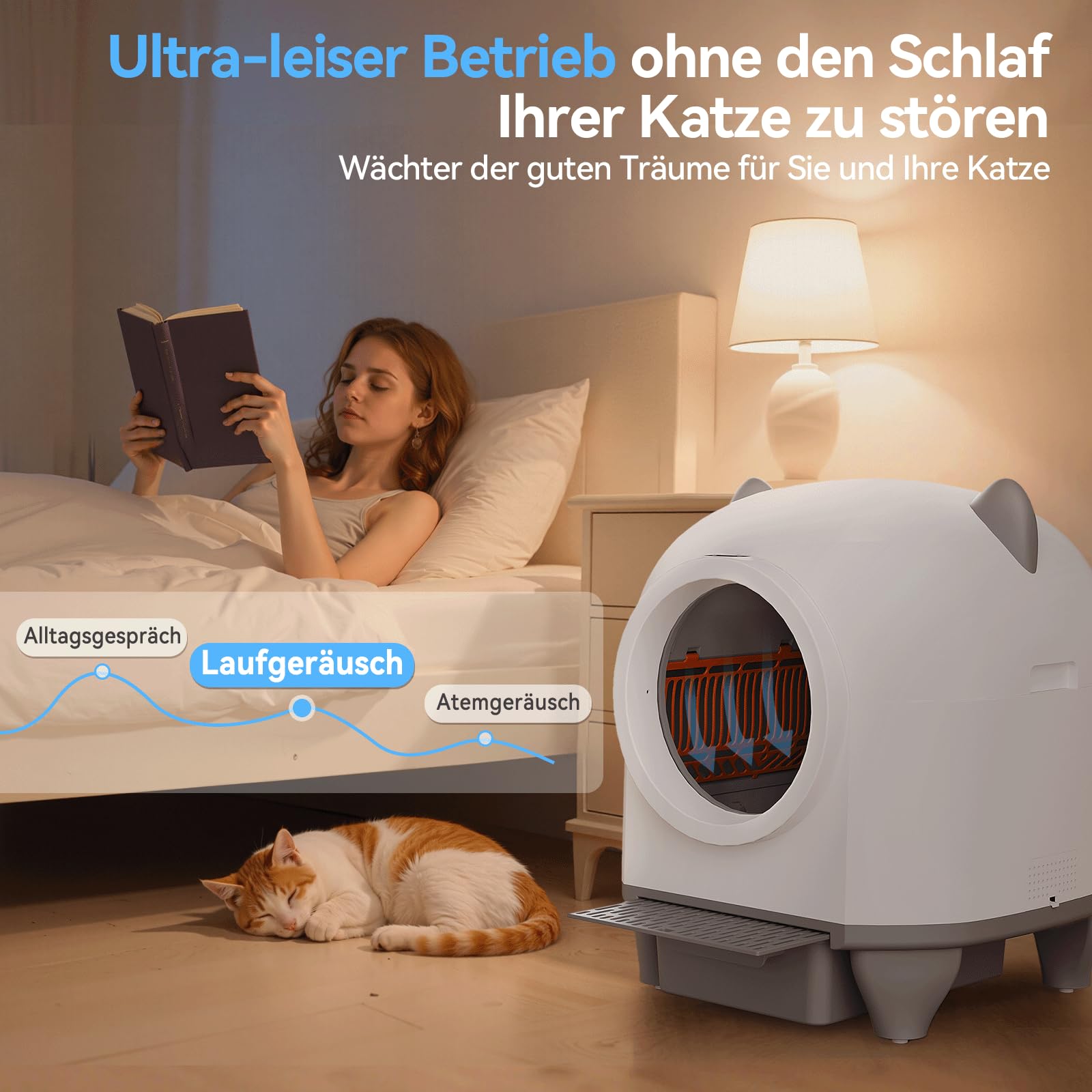Devoko Selbstreinigendes Katzenklo, 90 l, Elektrisch, mit Müllbeuteln und Matte, Große Kapazität, Sofortreinigung, Ideal für große Katzen, Geeignet für Mehrkatzenhaushalte