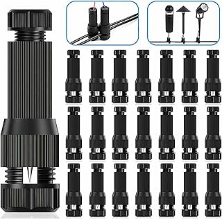 TEKNIS 24Pack Low Voltage Waterproof Replacement Landscape Light Cable Connector 12-20 Gauge Wire Connectors for Landscape Lighting Path Lights