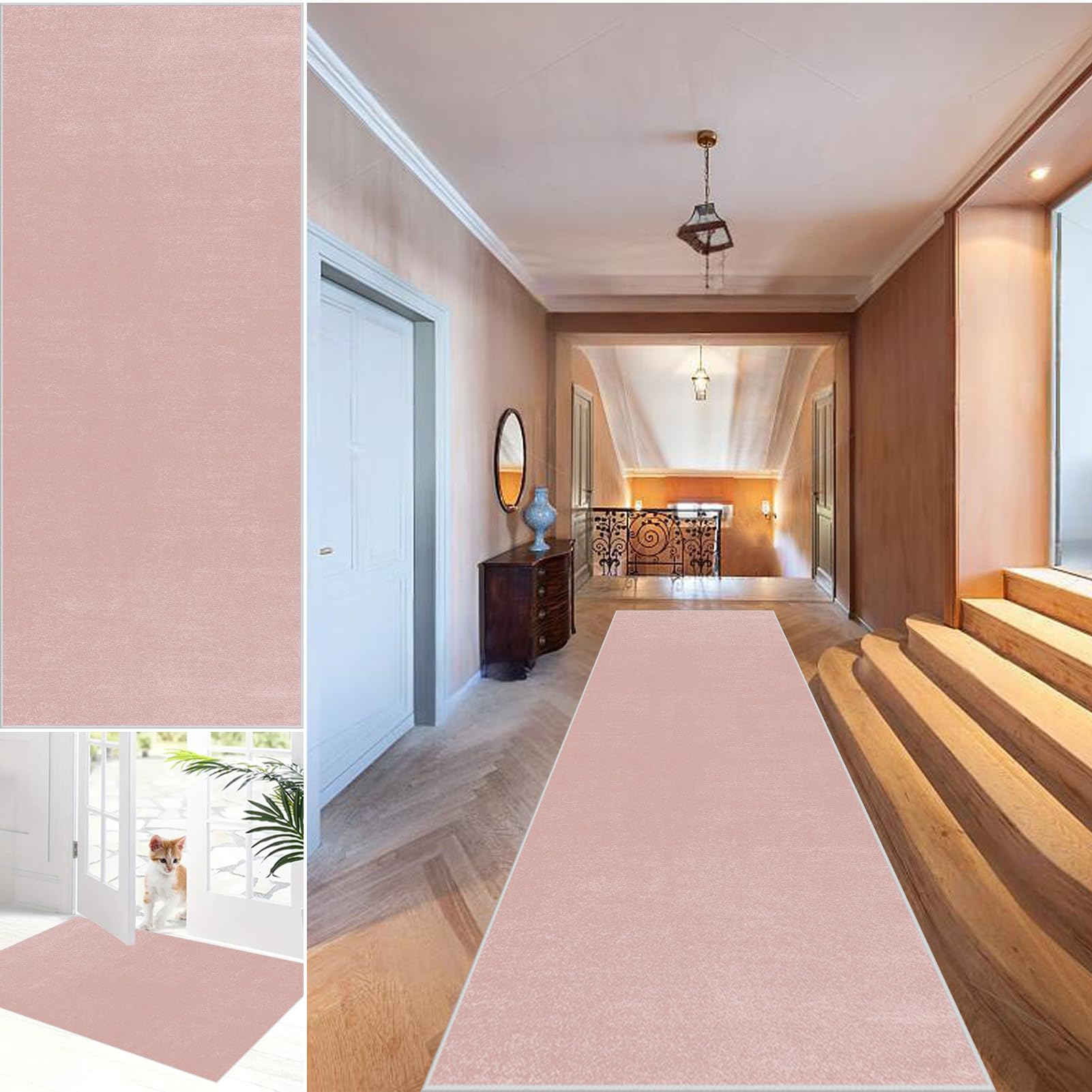 Fjhaeuo Carpet Runner for Hallway Non Slip Long Kitchen Runners Large Rugs Living Room, Short Pile Washable Rug Area Rugs for Bedroom Dining Room bathroom sink carpet 120 x 430 cm