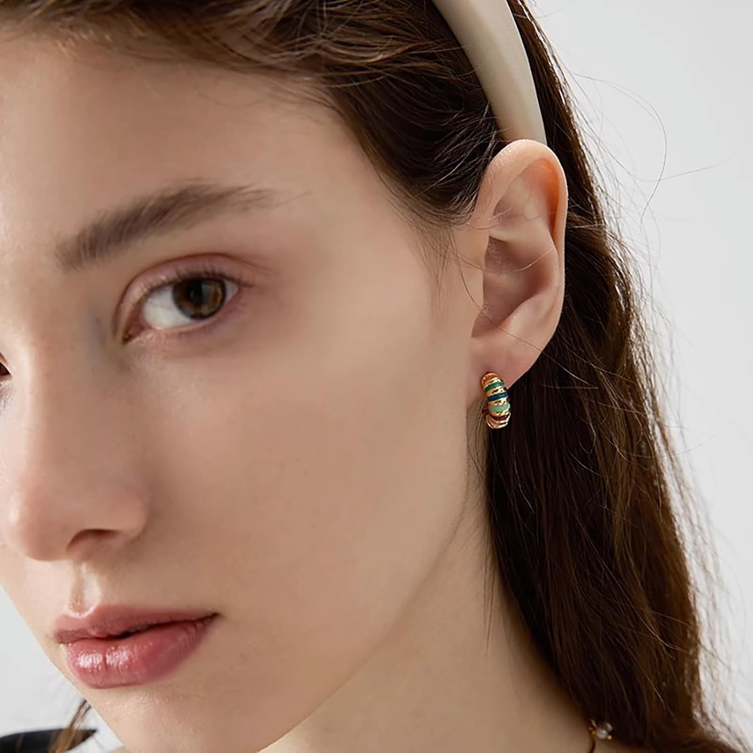 Colorful Enamel Hoop Earrings Gold Plated Round Chunky Earrings for Women, Multicolor Statement Hoops Jewelry Gift - Image 4