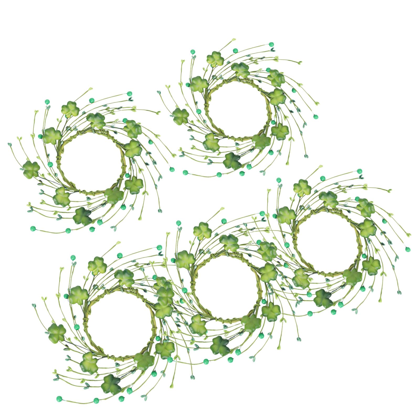 NVOQILIN 5Pcs Realistic Green Silk Flower Arrangements with Berries Decorative Patricks Festival Table Centerpieces Party Blossomy Arrangements