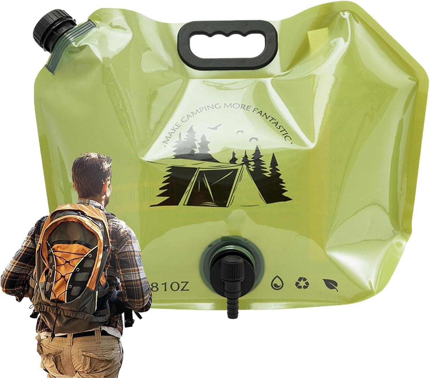 GALV Folding Water Storage Bag Pouch for Cycling, Picnic, Outdoor Camping, Road Trip, Traveling Water Carrier Supplies Bag and Container 8L Drinking Water Container Tank[1 pcs] [ 31x 41x1 CM ][Green]-image-15