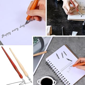 12PCS Comic Dip Pen Set,Drawing Pen Set with 2 Wooden Pen&10 Nibs,Ink Pens for Drawing,Calligraphy Dip Pens for Drawing,Sketch Pens for Artists,Beginners Calligraphy Set,Comic Inking Pens,Durable
