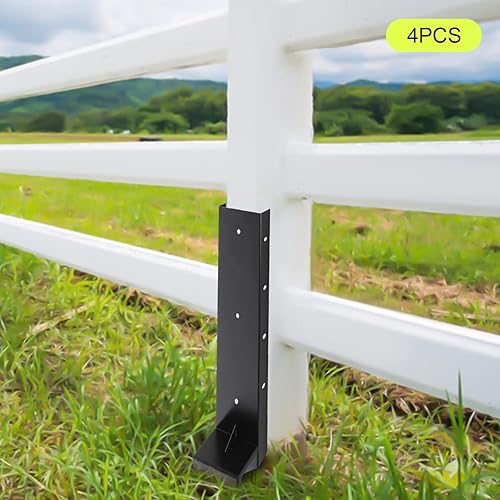 Miniatura 3 de Kit de reparación de postes de valla de 6 x 6 pulgadas, soporte para poste de valla de anclaje resistente, doble soporte, reparación de madera,