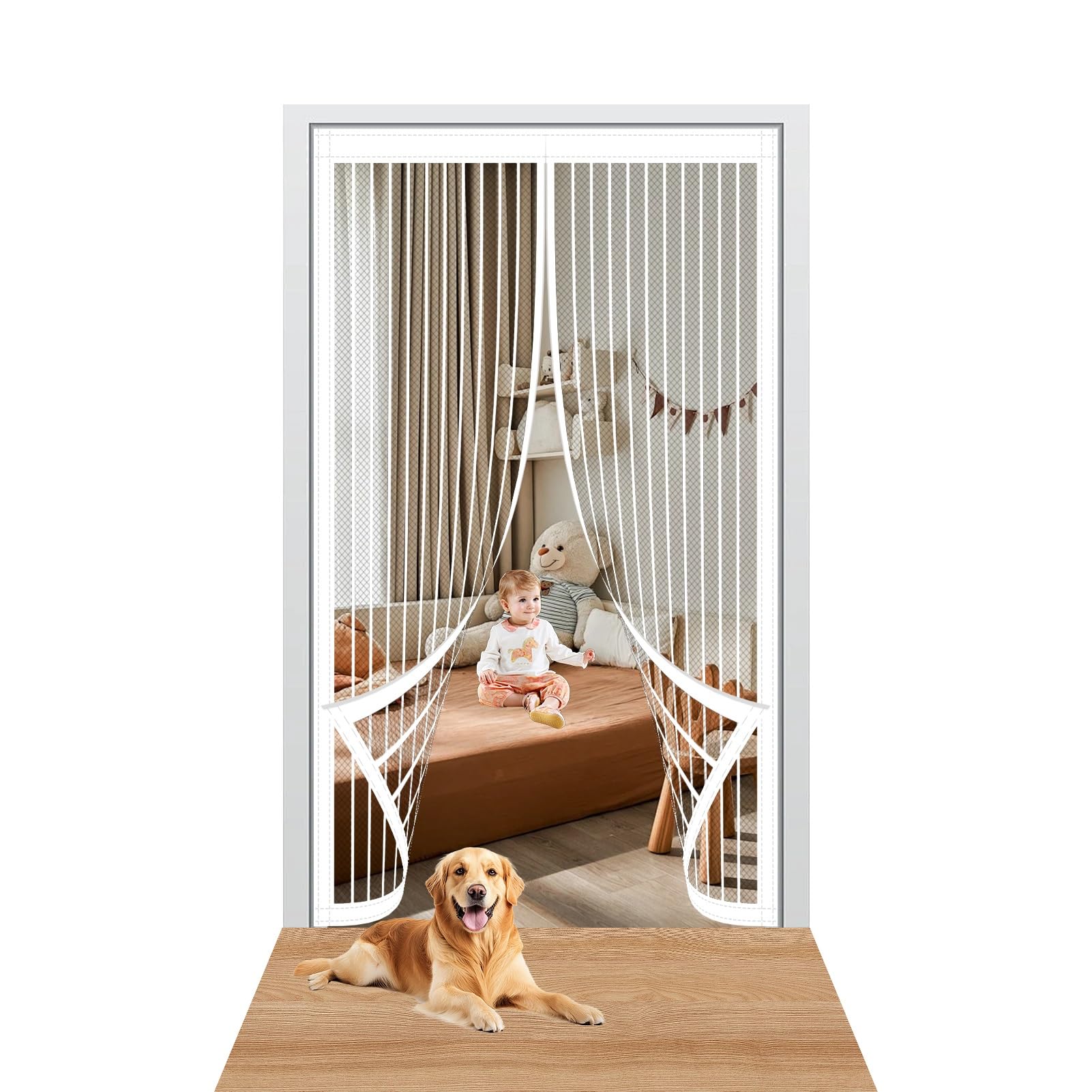 Moustiquaire magnétique blanche 124x191 cm rideau de porte anti insecte