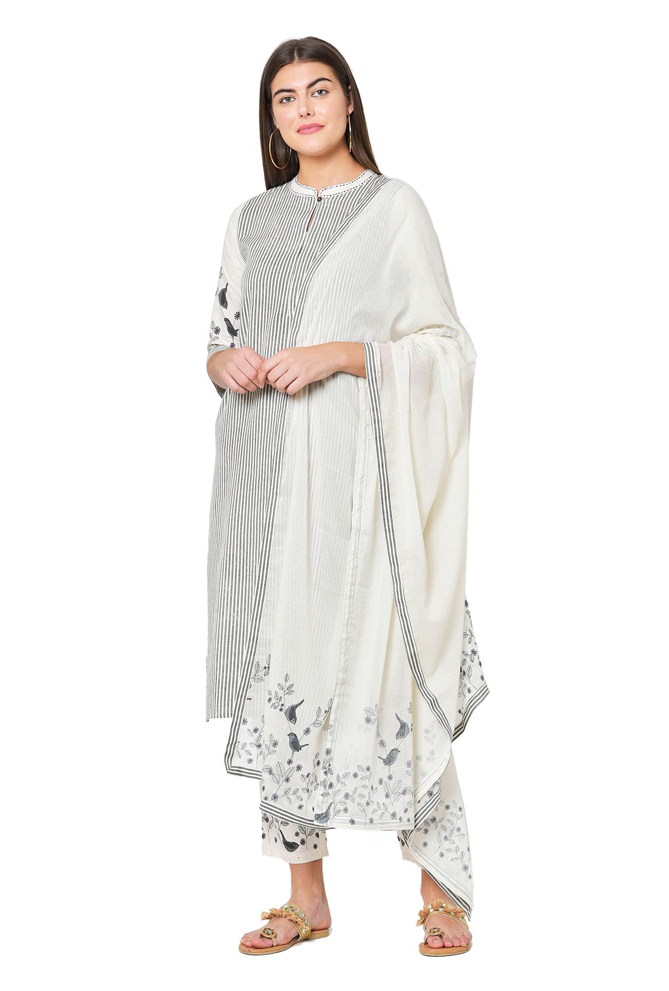 women Cotton Striped Straight salwar Suit Set-image-16