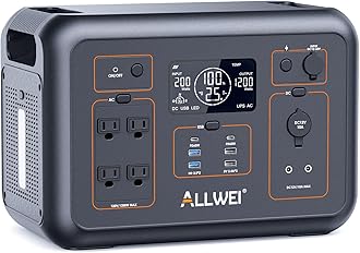 Sponsored Ad - ALLWEI LiFePO4 Portable Power Station 1200W, 1008Wh Solar Generator with UPS Mode, 1.5Hrs Fast Charge, 4 AC Outlet(Surge 2400W), Power Battery Generator for CPAP Camping Outdoor Emergency
