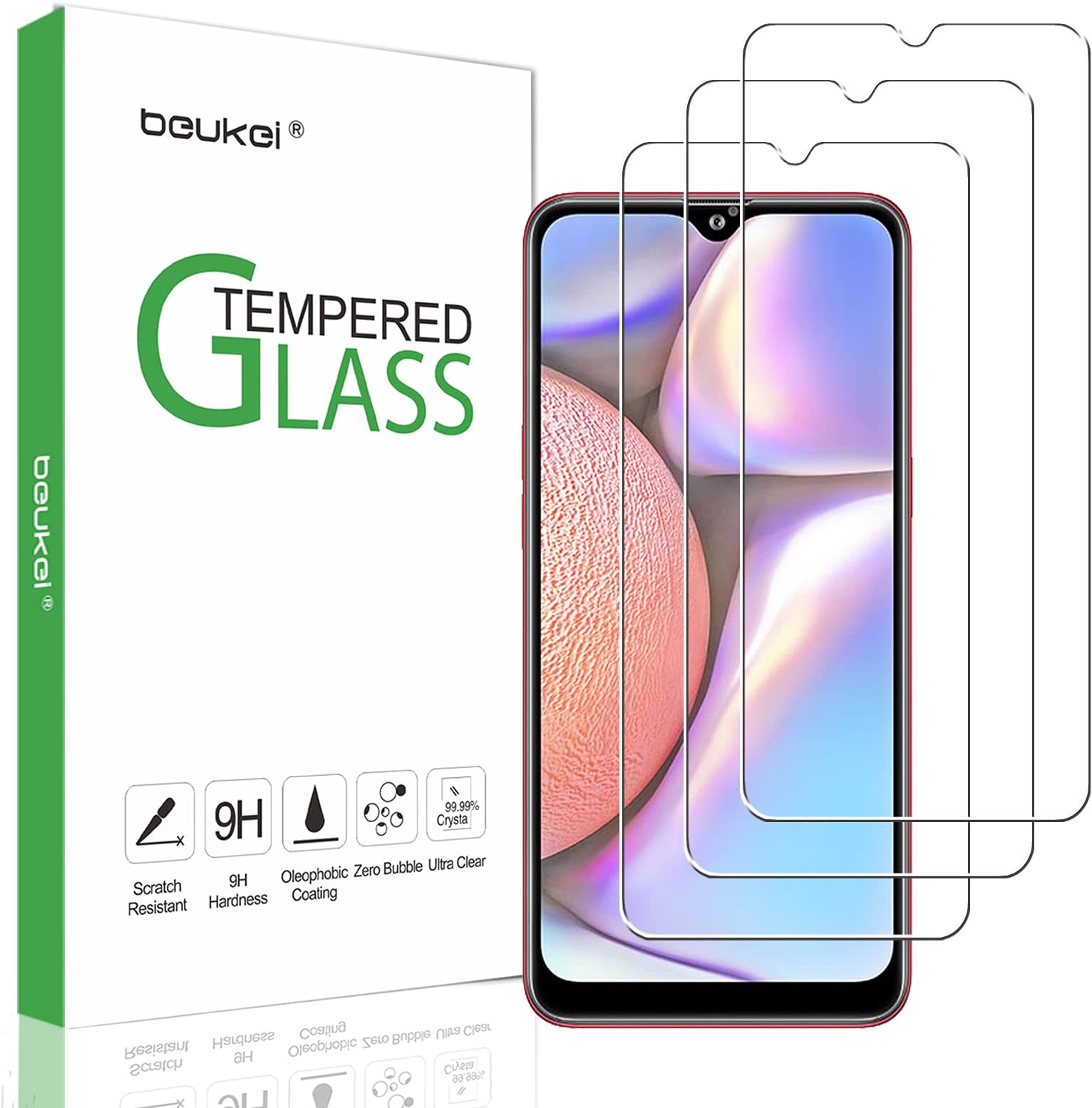 beukei (3 Pack) Compatible for Samsung Galaxy A10 and Galaxy A10S Screen Protector Tempered Glass, Touch Sensitive,Case Friendly