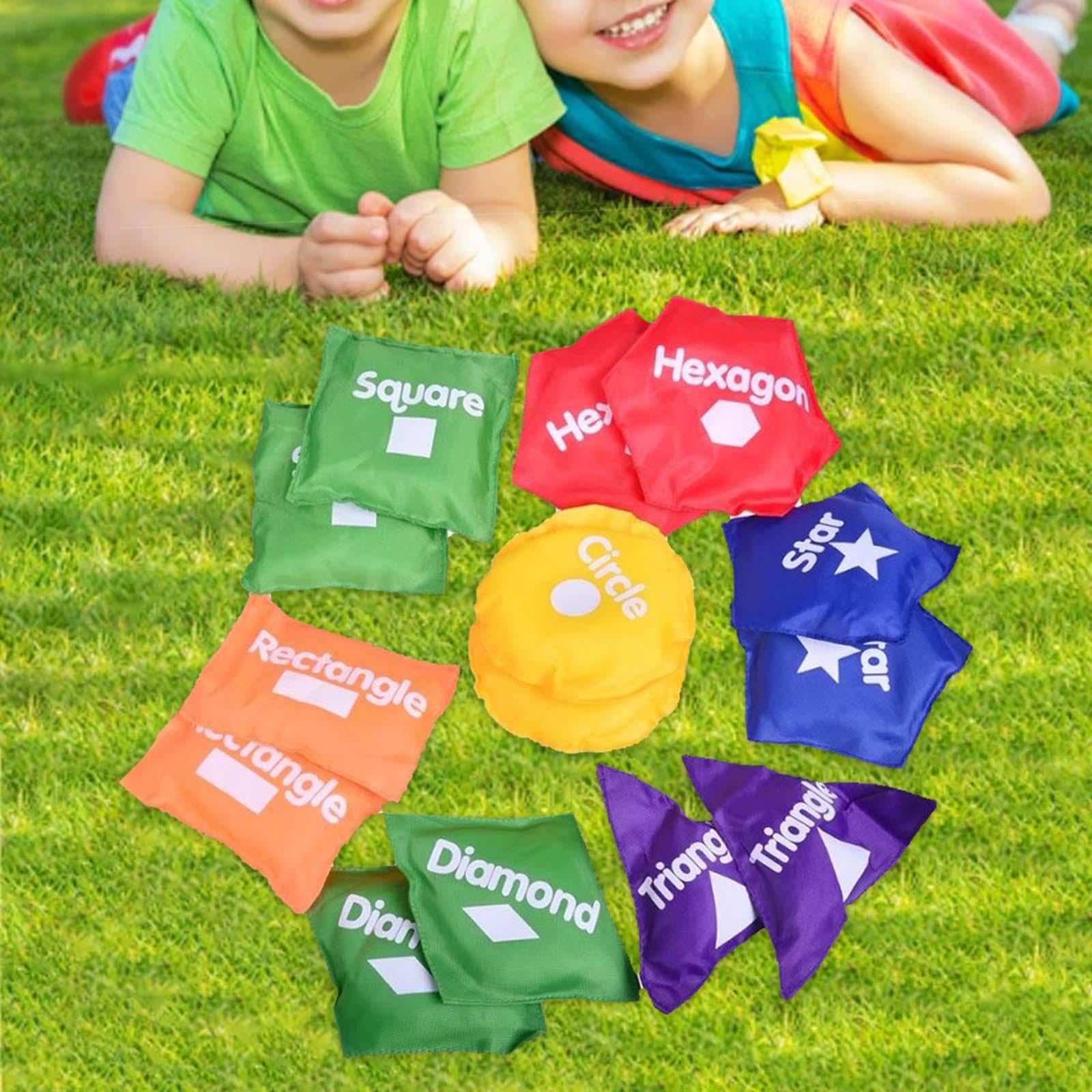 Set di Sacchetti di Fagioli da Lancio per Bambini, Gioco Educativo con Sacchetti di Sabbia per Divertirsi all'Aria Aperta, Geometria