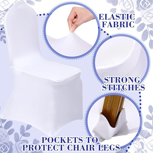 Miniatura 3 de Mepase 100 fundas blancas para sillas de boda, de elastano, elásticas, decorativas, elásticas, plegables, de seda, para bodas, banquetes, comedor,