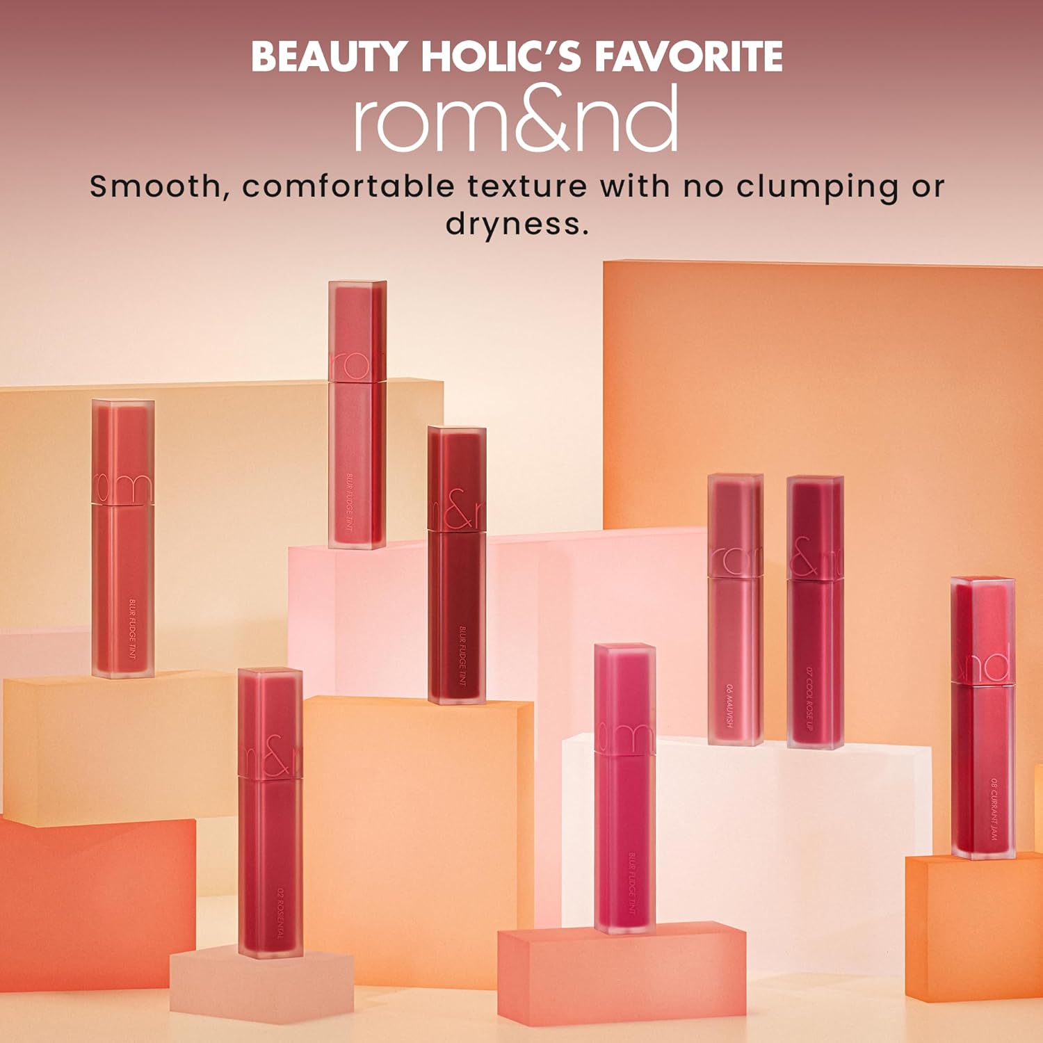 rom&nd BLUR FUDGE TINT 01 POMELOCO | K-Beauty Velvety Matte Lip Stain | Smooth, Non-Drying, Buildable Coral Flush | Effortless Blurred Effect for Warm Tones - Image 7