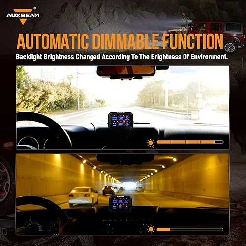 Miniatura 5 de Auxbeam Panel de interruptor de 6 segmentos, regulable, automático, sistema de relé electrónico universal, caja de control de circuito de