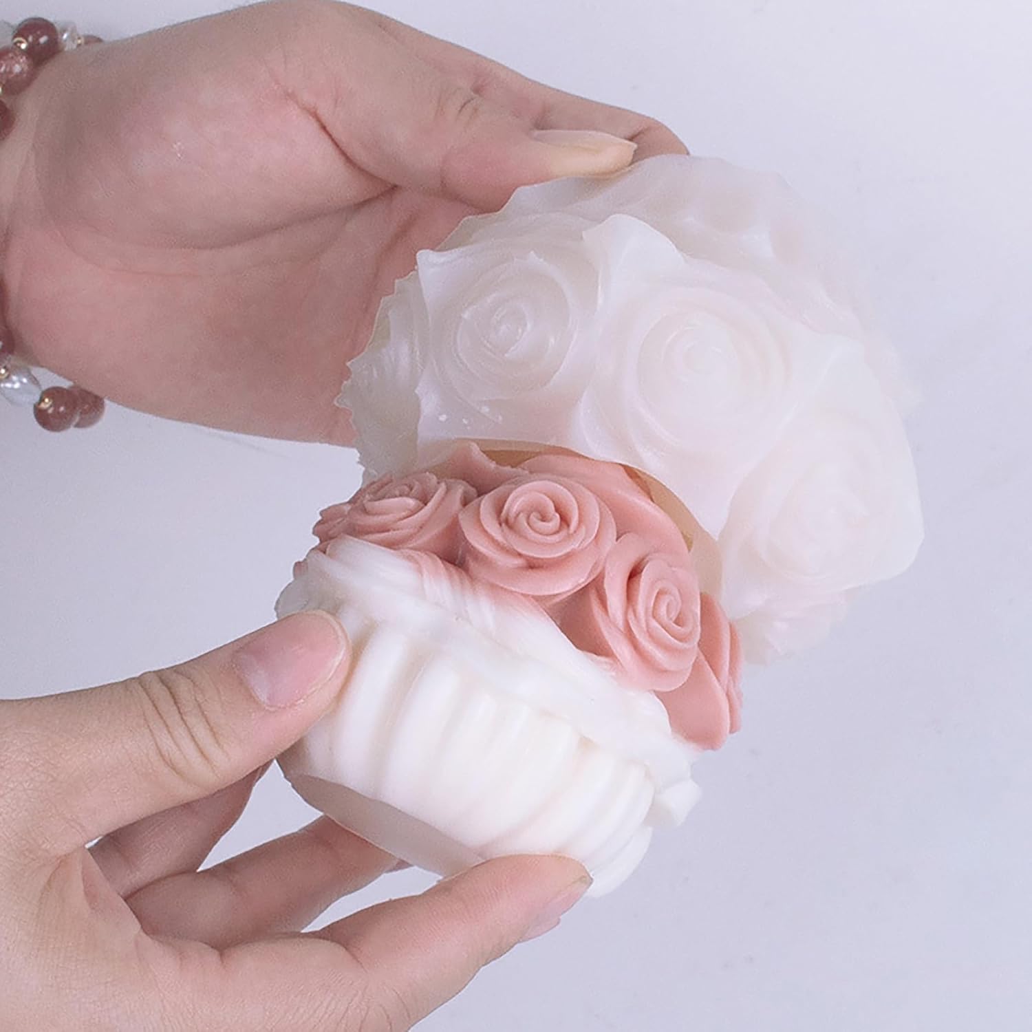 Rose Flower Succulent Bud Cylinder Silicone Wave Spiral Candle Mold - Silicone Resin Casting Molds for Candle & Resin & Soap Craft Supplies