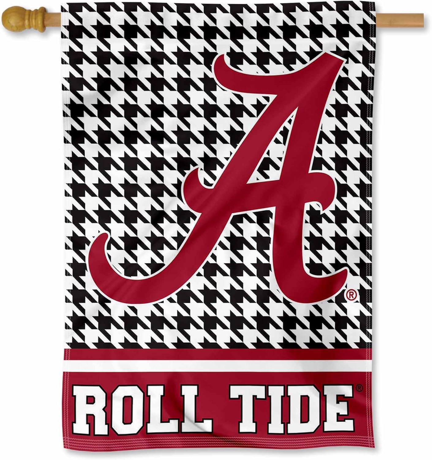 Alabama Crimson Tide Houndstooth Pattern Double Sided House Flag