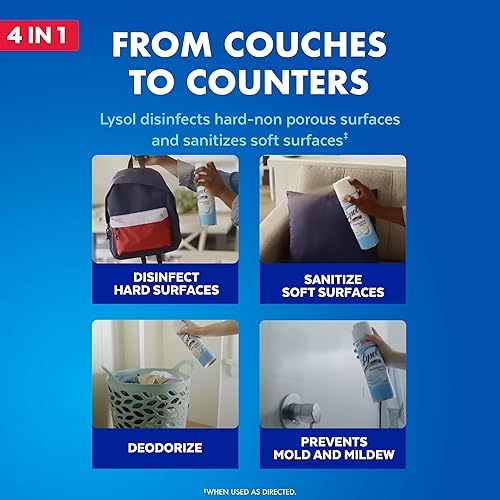 Miniatura 3 de Lysol - Espray desinfectante, lino crujiente, 19 oz. (Paquete de 2), el embalaje puede variar.