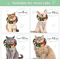 Vista 6 de Cat Cone Collar Soft Cat Cone Adjustable Cat Cones to Stop Licking Cute Cat Recovery Collar Waterproof Cone for Cat After Surgery with Drawstring