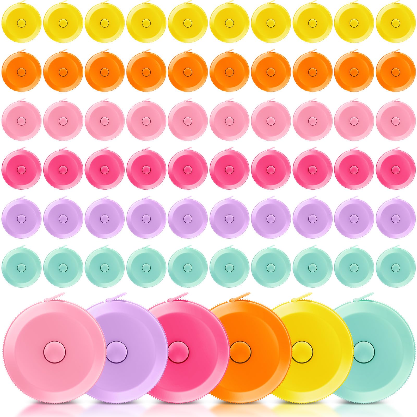 Kigeli 100 cintas métricas retráctiles de 60 pulgadas, cinta métrica suave, cinta métrica de tela de costura, cinta métrica flexible de bolsillo, cinta digital para el cuerpo (multicolor)