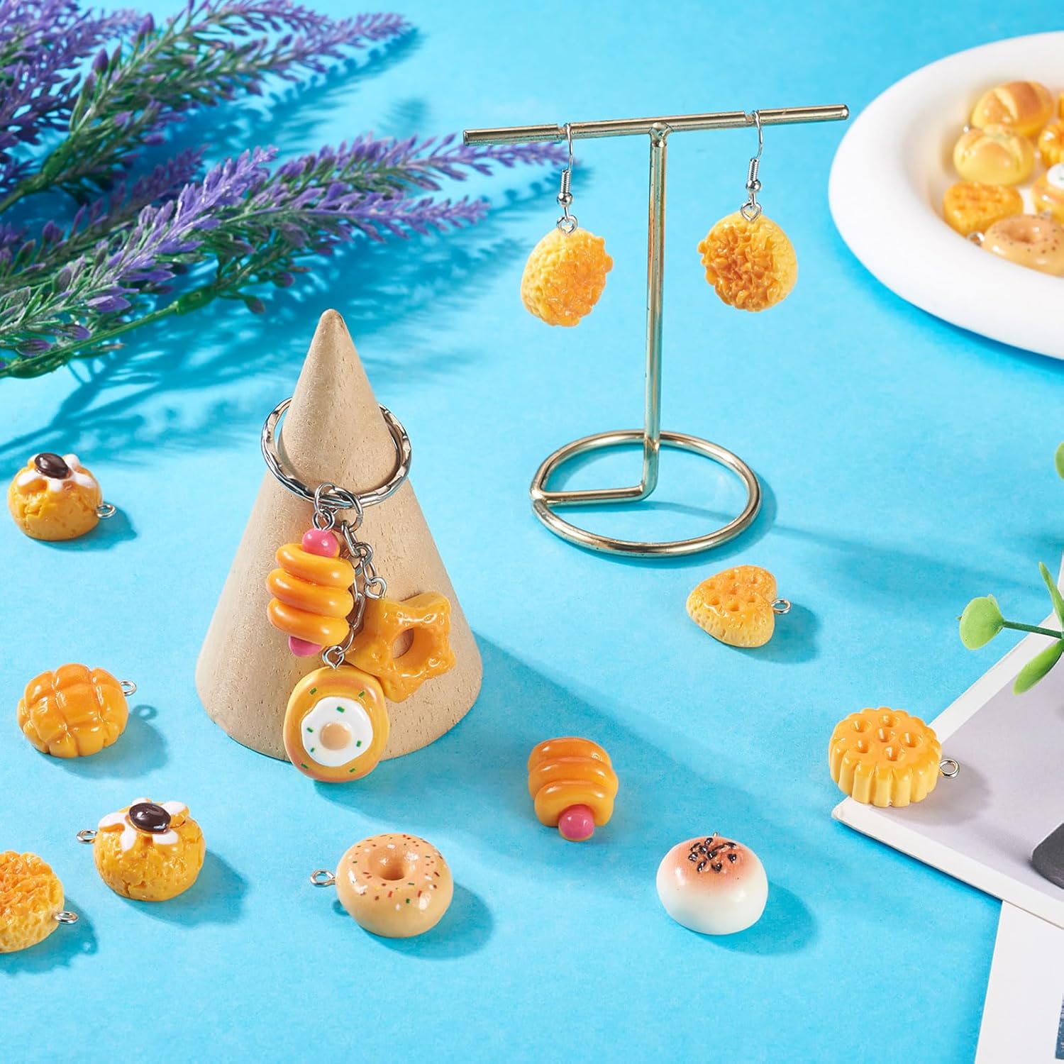 Pandahall 40Pcs Resin Bread Charm 3D Imitation Baking Bread Charms Cute Donuts Buns Breakfast Food Pendants Dangle Charms for DIY Jewelry Making Necklaces Earring Keychains Craft - Image 3