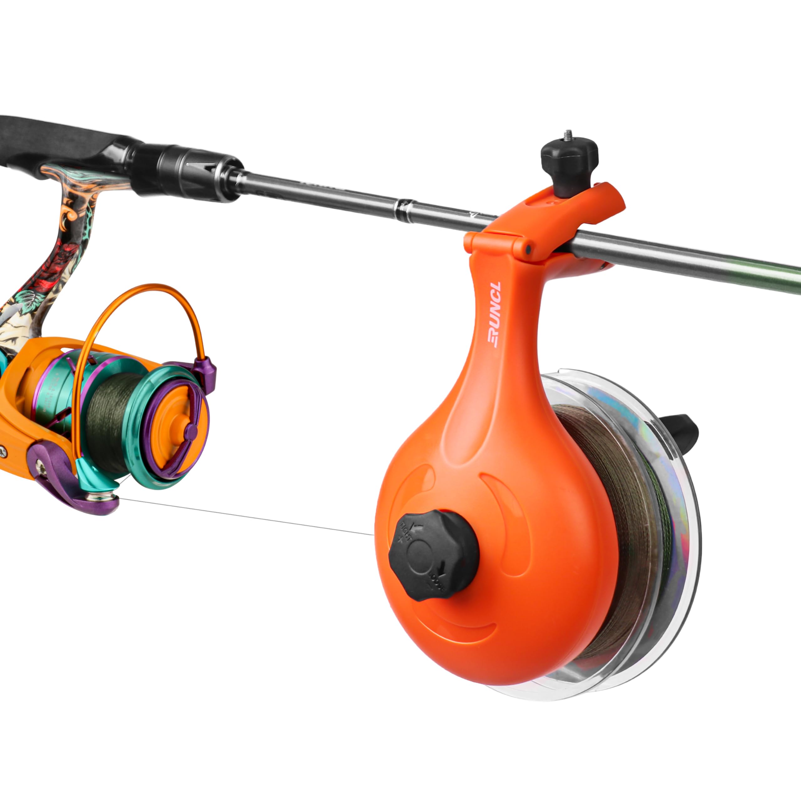 RUNCL Fishing Line Spooler – Portable Winder &amp; Reel Spooling Tool for Casting and Spinning Reels, Prevents Line Twist, Non-Slip Handle with Built-in Scissors, Fishing Accessories for Anglers