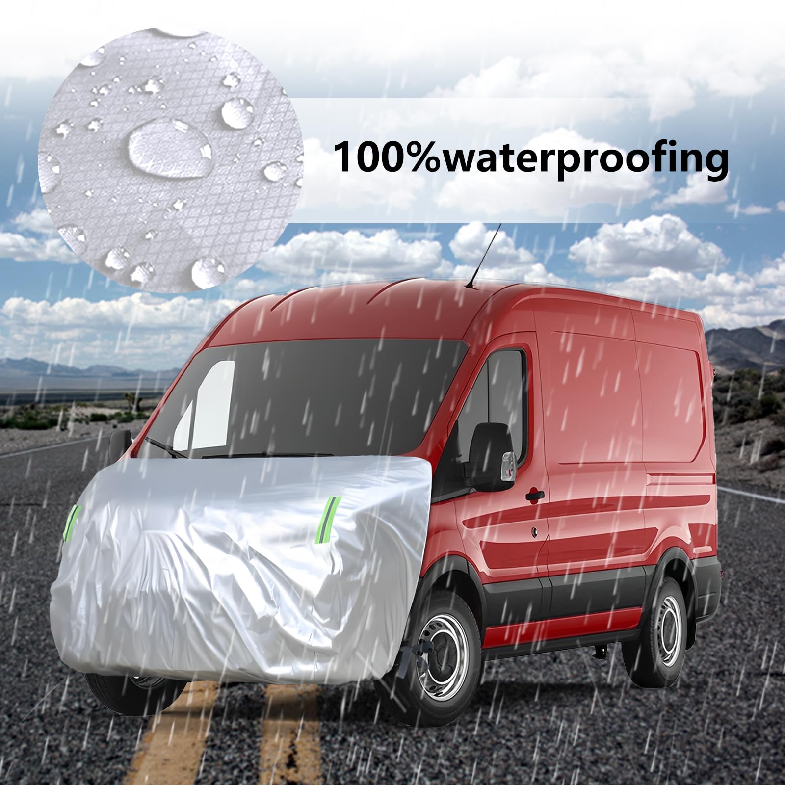 Vordere Halbe Autoabdeckung Motorhaubenabdeckung mit Reflektierenden Riemen für Ford Transit Van Mercedes Sprinter FIAT Ducato Renault Master