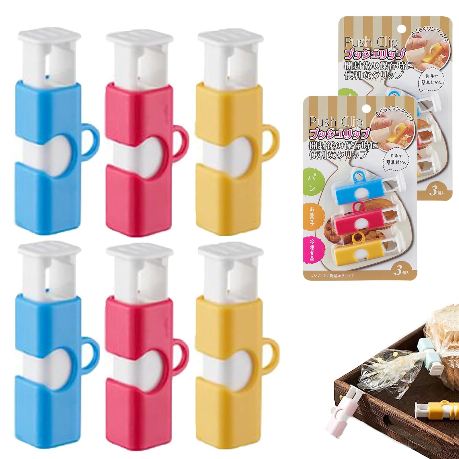Squeeze And Lock Bread Bag Clips For Food Storage, Set Of 6 Bread Bag Clips - Cinch Non-Slip Grip Easy Squeeze And Loc, Bagel Bag Clips, Plastic Bag Closures Clips