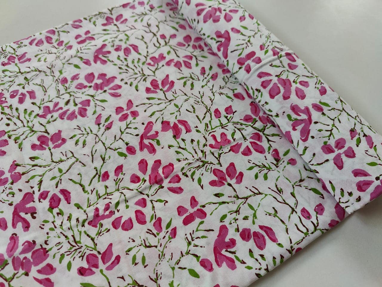 Fashionmart Floral Printed Cotton Fabric Cloth Hand Block Print Fabric Women Material Running Jaipuri Hand Block Printed Women Dress Material Kurtis Natural 44" Inches Width 2.5 Meter (Pattern 39) 1
