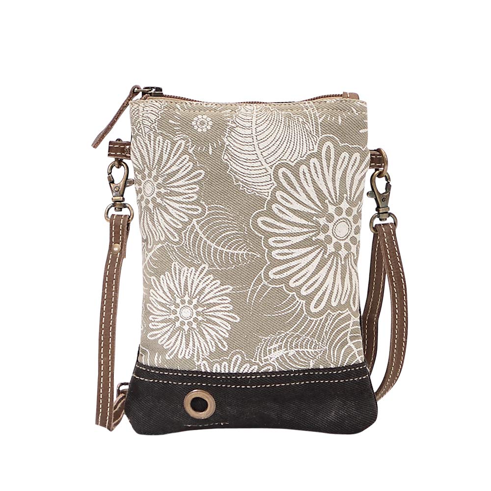 Myra BagLeafy Upcycled Canvas & Leather Crossbody Bag S-1466