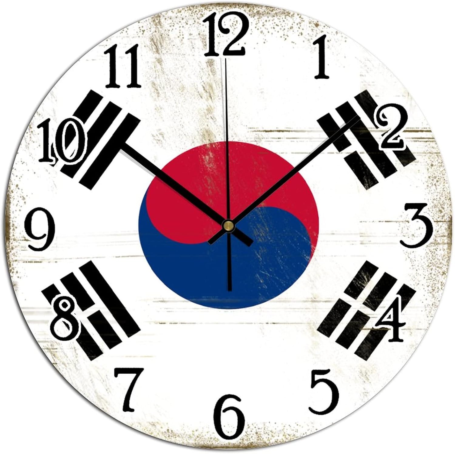 Vinisong South Korea Hanging Wall Clock South Korea Flag PVC Home Decor Wall Clocks