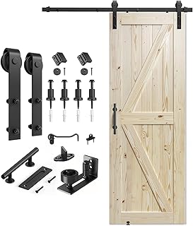 SMARTSTANDARD 30in x 84in Sliding Barn Door with 5ft Barn Door Hardware ...