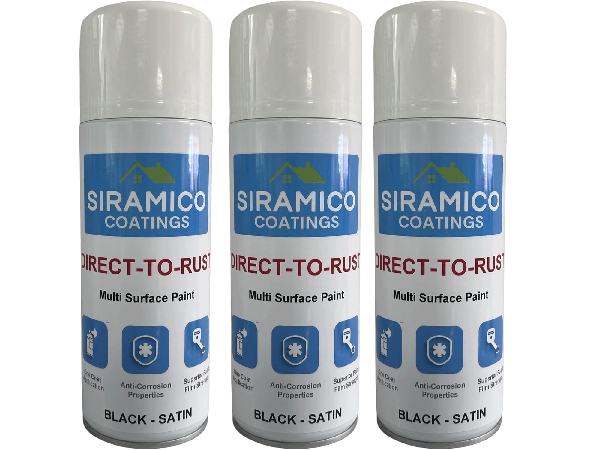Siramico Coatings Black | Direct To Rust | 400Ml Spray Paint | Satin | All In One Multi-Surface Paint (3, )