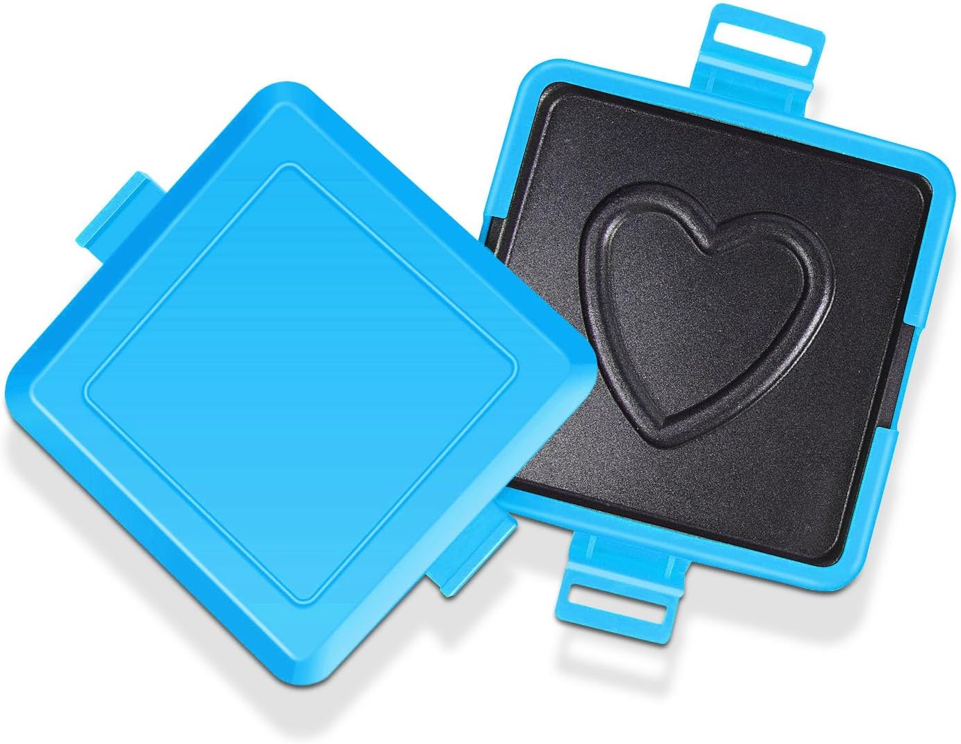 Microwave Toastie Maker, Silicone Microwave Toaster Sand with Maker with Heart Pattern, Microwave Sandwich Maker Panini Press, Grilled Cheese Maker, for Cooking Breakfast (Blue)