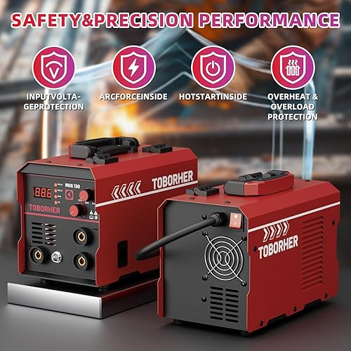 Miniatura 7 de Soldador MIG de 130 A, 110 V220 V, núcleo de flujo de doble voltaje, MMA DCMIG FluxLift TIG 3 en 1, máquina de soldadura sinérgica IGBT inversor