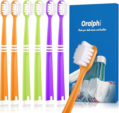 Oralphi Cepillo de dientes suave de pluma, con 10000 microcerdas extra suaves, para dientes sensibles y recesión de encías (cabeza ancha, 6 unidades)