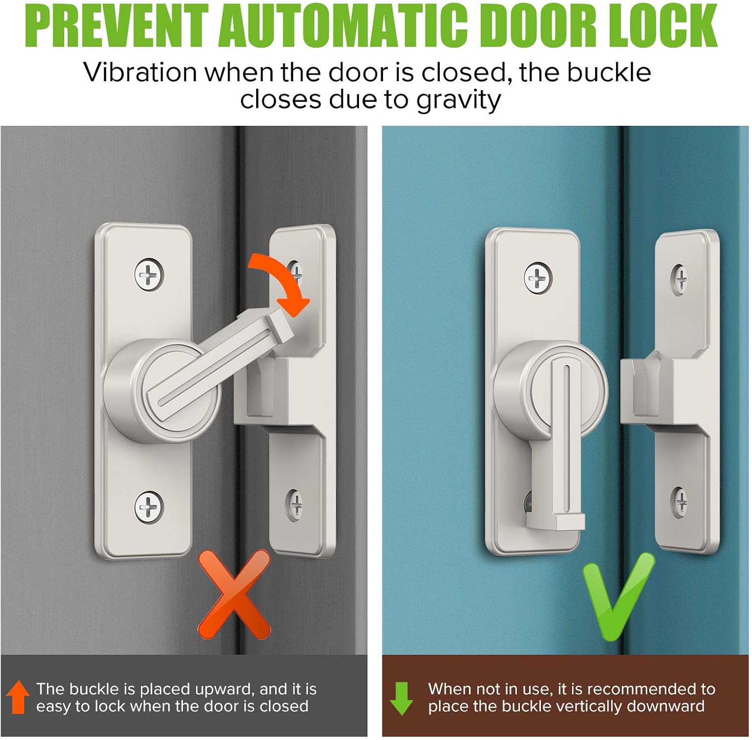 Barn Door Lock Hardware, 90 Degree Heavy Duty Safety Gate Latches Flip Bolt Latch Lock, Barn Sliding Door Latch Suitable for Garden, Bathroom, Outdoor, Window (Nickel-2PCS)
