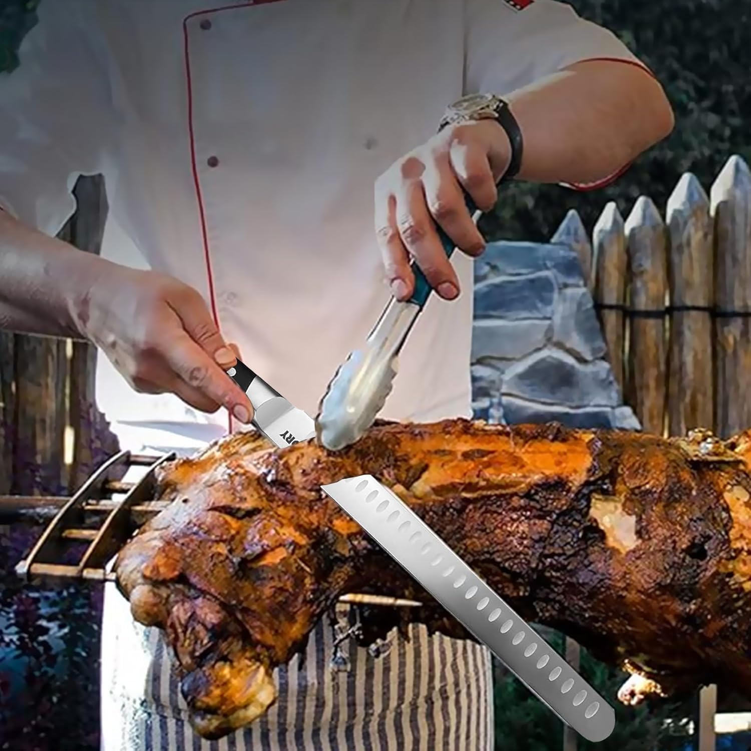Kitory Couteau à Jambon 30 cm, Couteau à Découper Professionnel, en acier inoxydable allemand de haute qualité, avec manche ergonomique en bois de pakka, livré dans un coffret cadeau