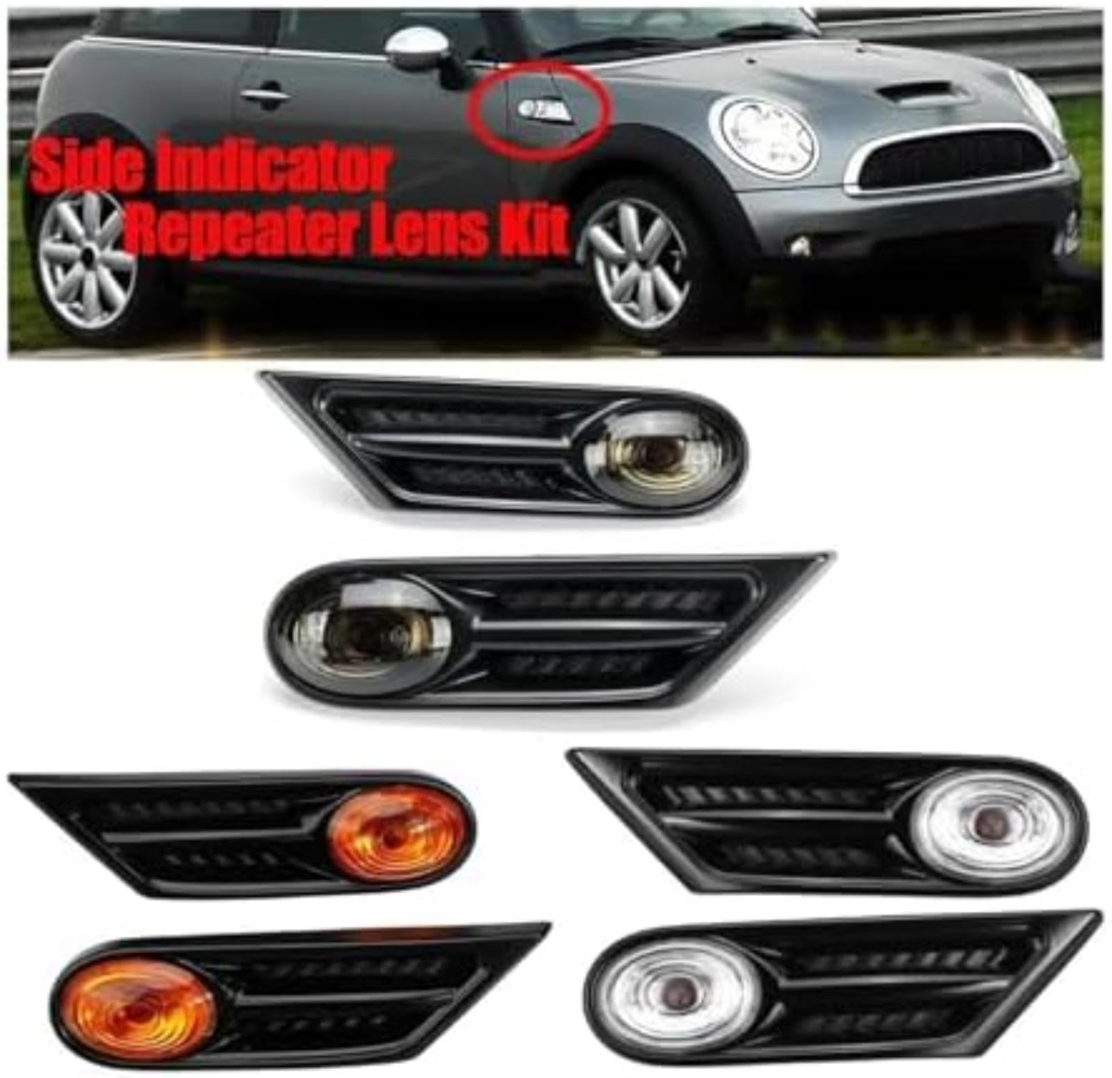 Dla BMW, dla Cooper R56 R57 Osłona reflektora Lampy przednie Osłony boczne Światło obrysowe samochodu Kierunkowskaz Migacz Lampka sygnalizacyjna w lusterku bocznym (Amber) Lampka (Amber)
