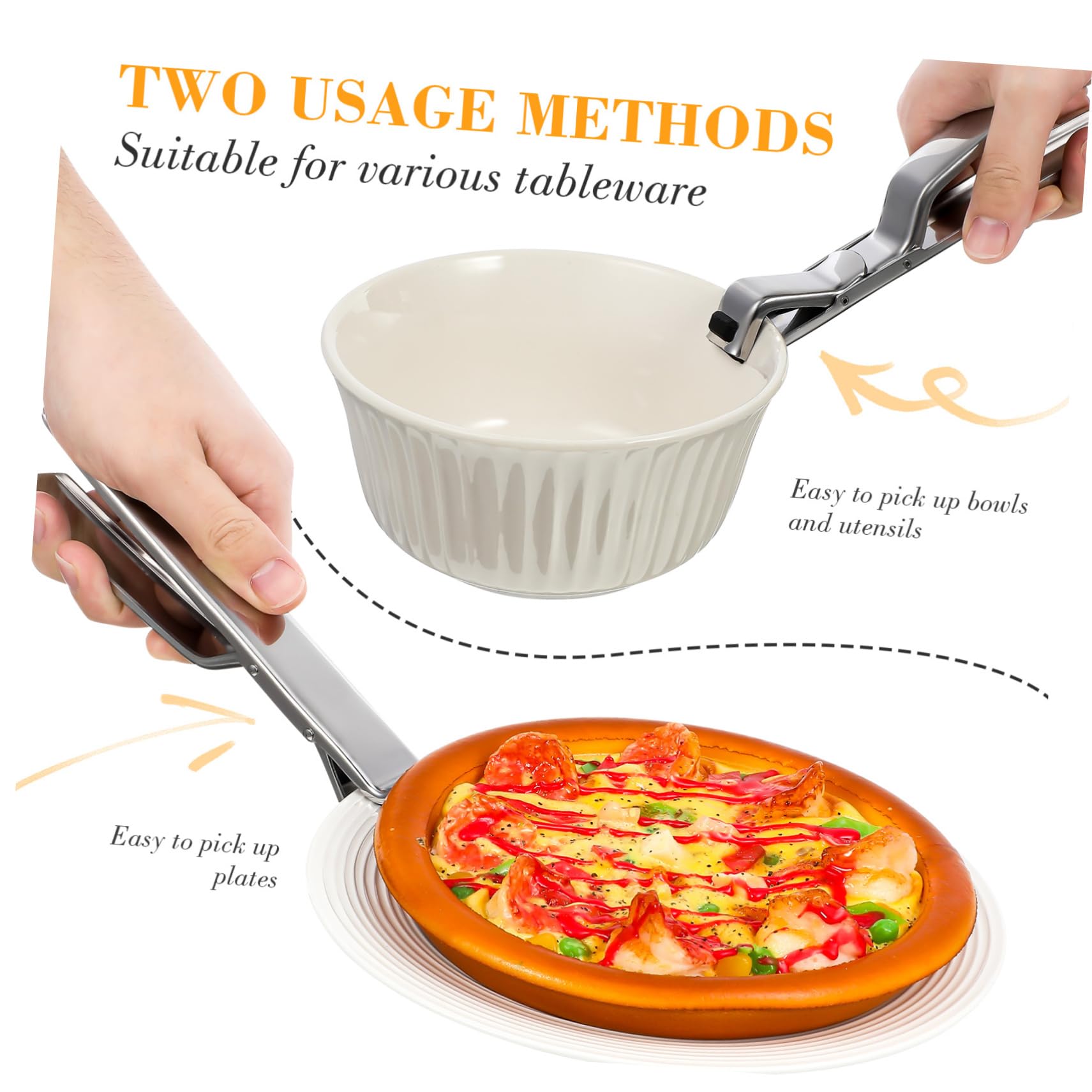 Pinza para Platos Calientes de Acero Inoxidable Antideslizante