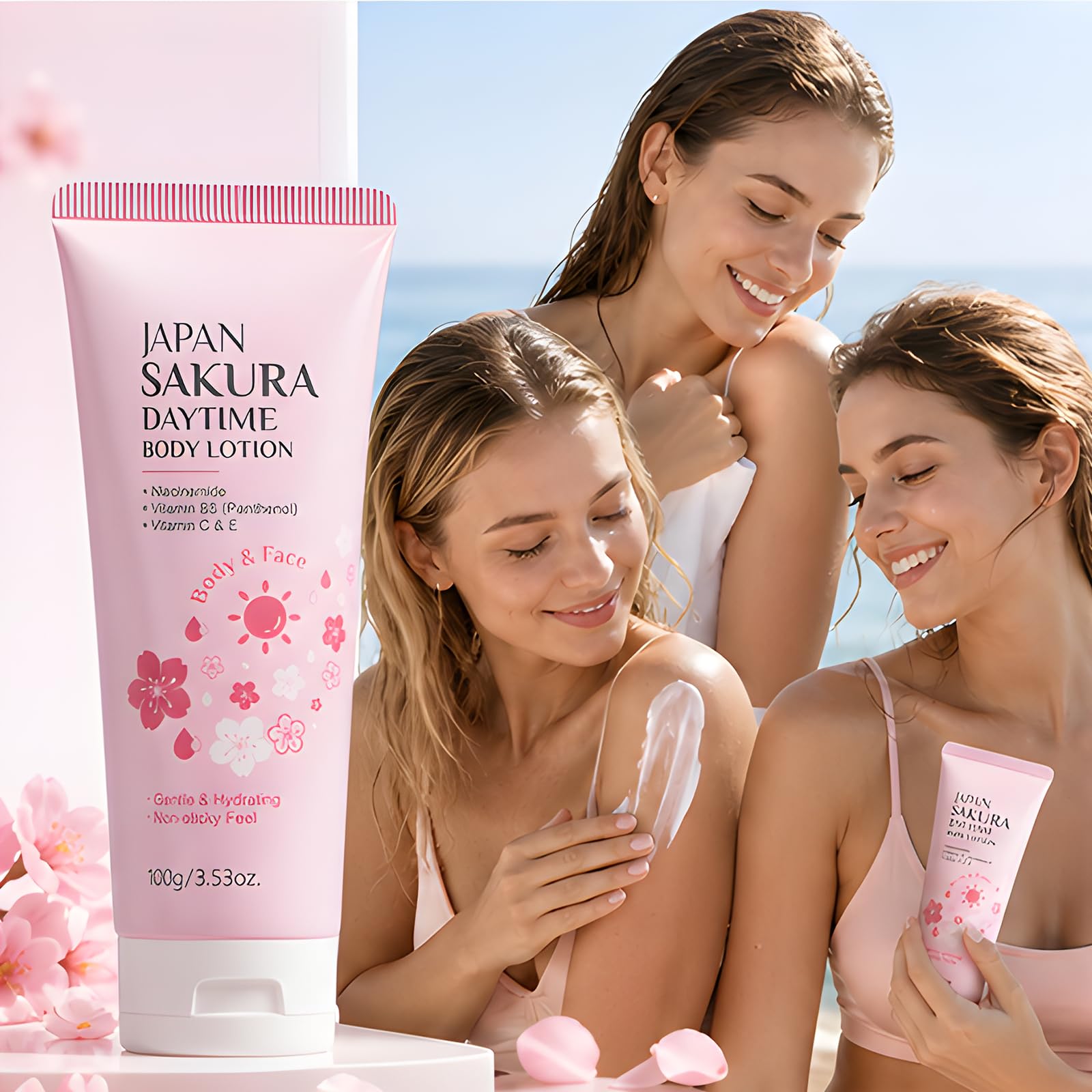 Giapponese Fiori di Ciliegio (Sakura) Illuminante Corpo Lozione - Rassodante e Anti-invecchiamento Idratante Quotidiano, Donne Pelle Secca Serraggio Profumato Idratante Crema (5 pezzi)