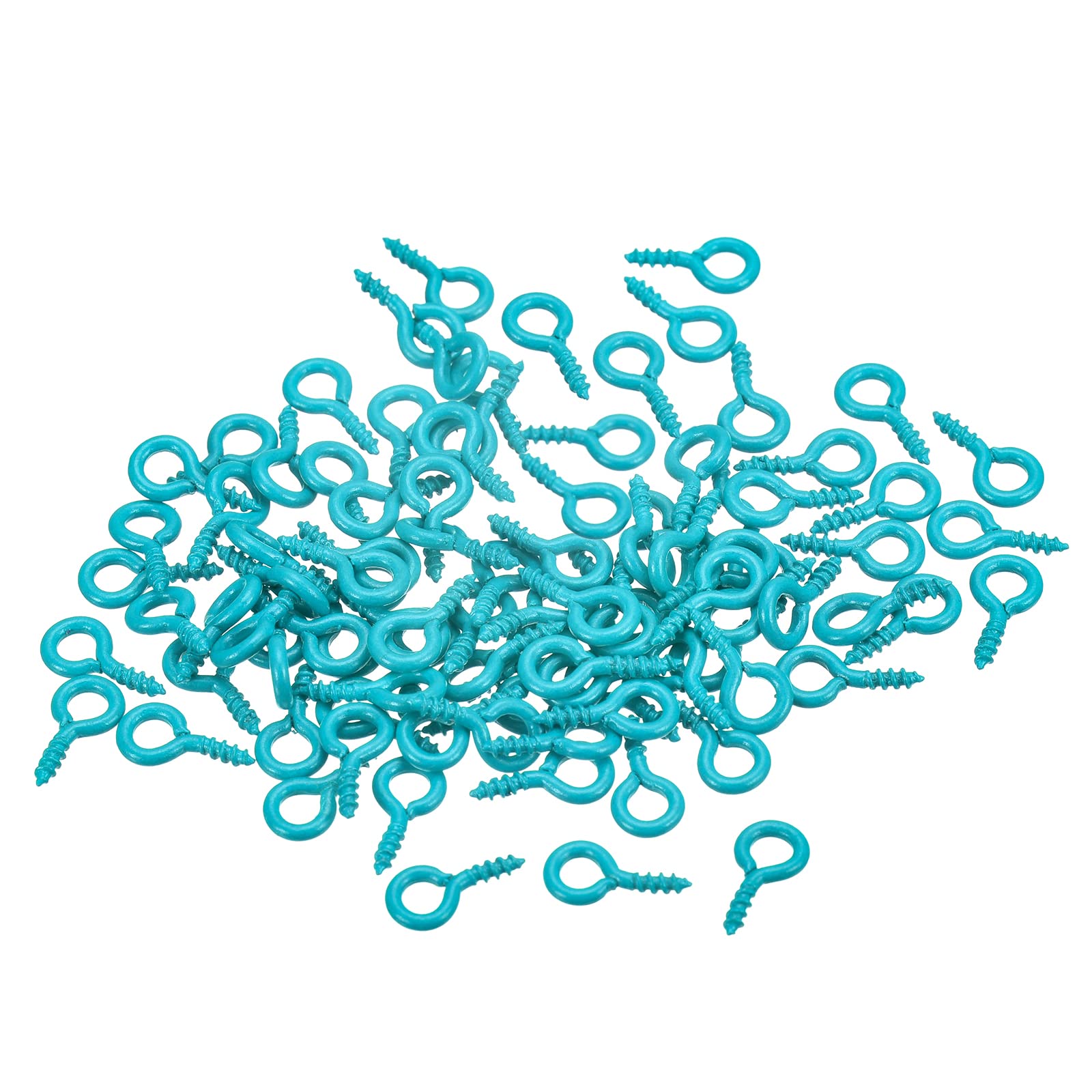 sourcing map 200Pcs Small Screw Eye Pins Hooks Mini Eyelets Screws Threaded, 5x10x1.2mm Self Tapping Screw for Jewelry Making Findings DIY Crafts, Blue