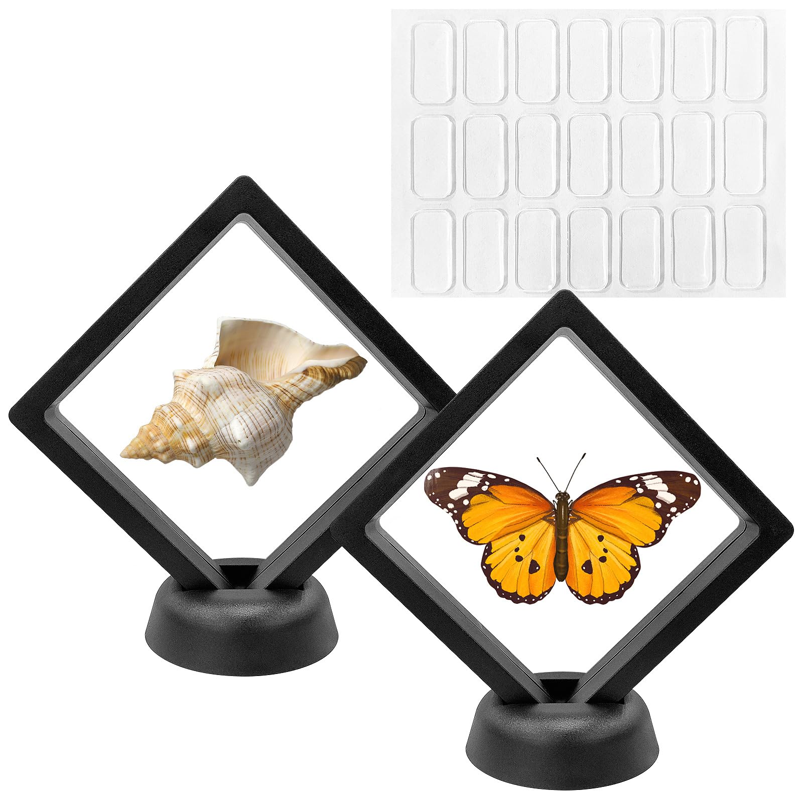 MCCVBFHH 2 Pcs Challenge Coin Display,3D Floating Display Case,Transparent Floating Frame for Displaying Jewelry, Specimens, Badges, Coins Ollections