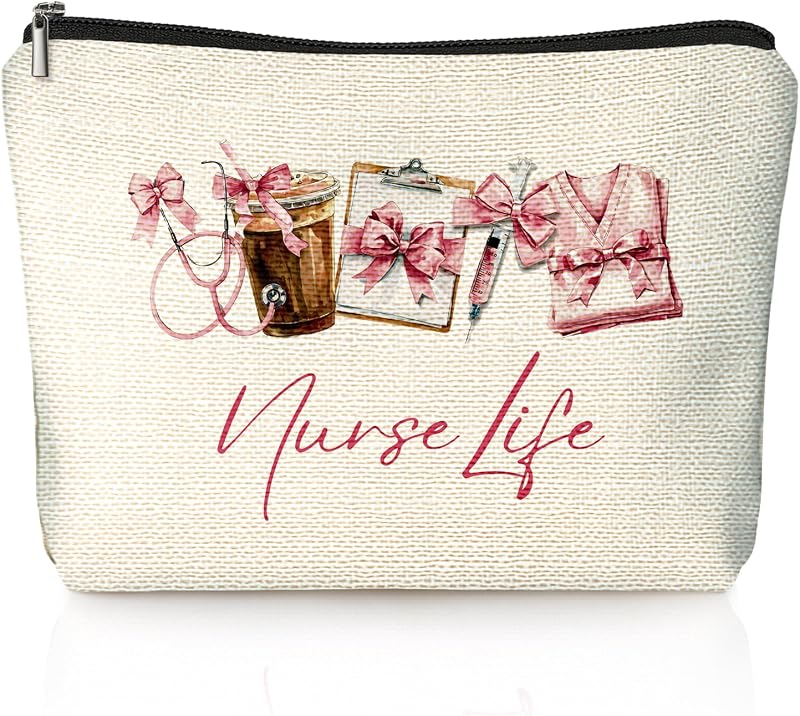 Necessaire de maquiagem LIANGW com zíper, estampa rosa 04-nurse(02), modelo 374
