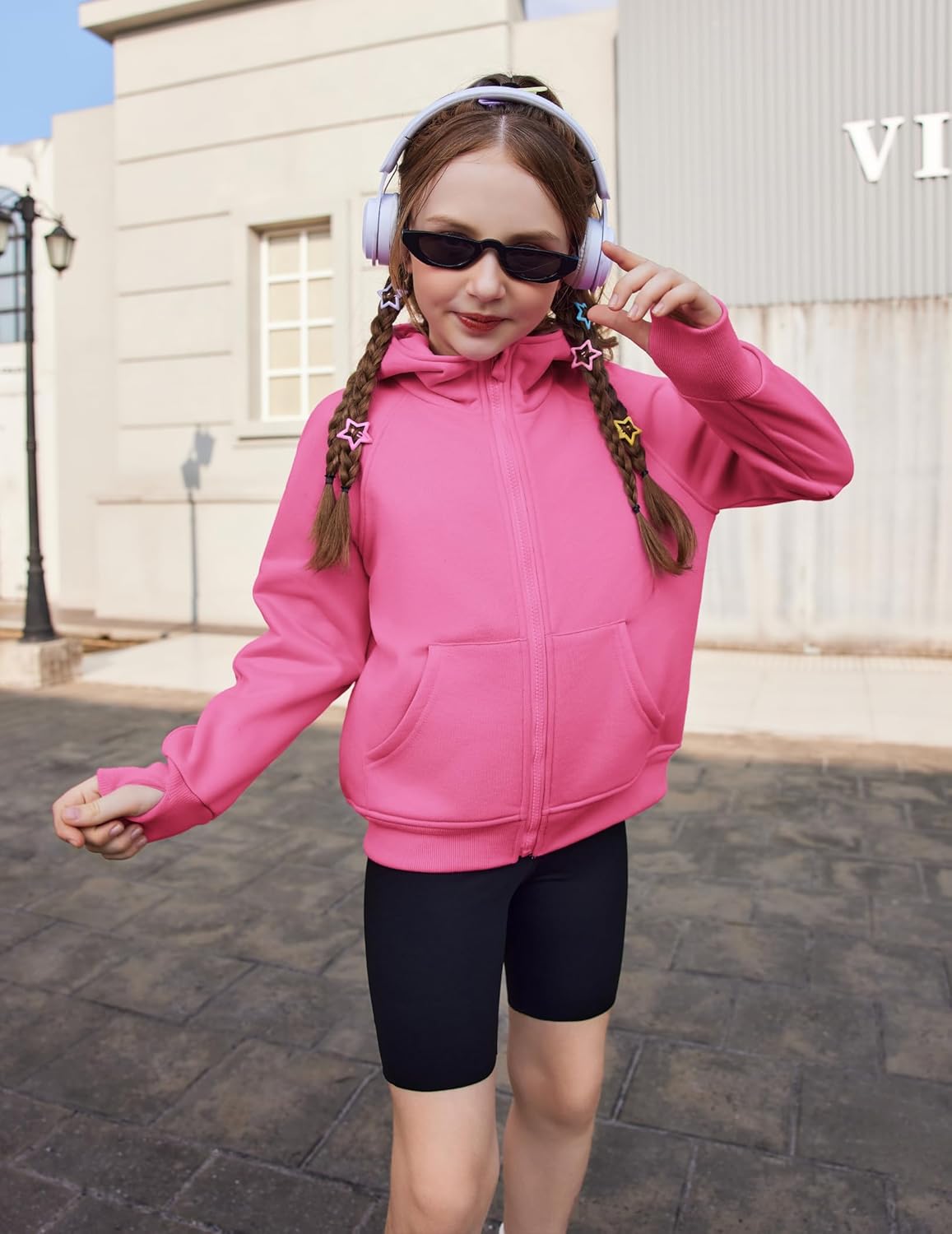 Arshiner Girls 2 Piece Outfit Drop Shoulder Zip Up Hoodies and Sweatpant Clothing Set with Pockets - Image 6