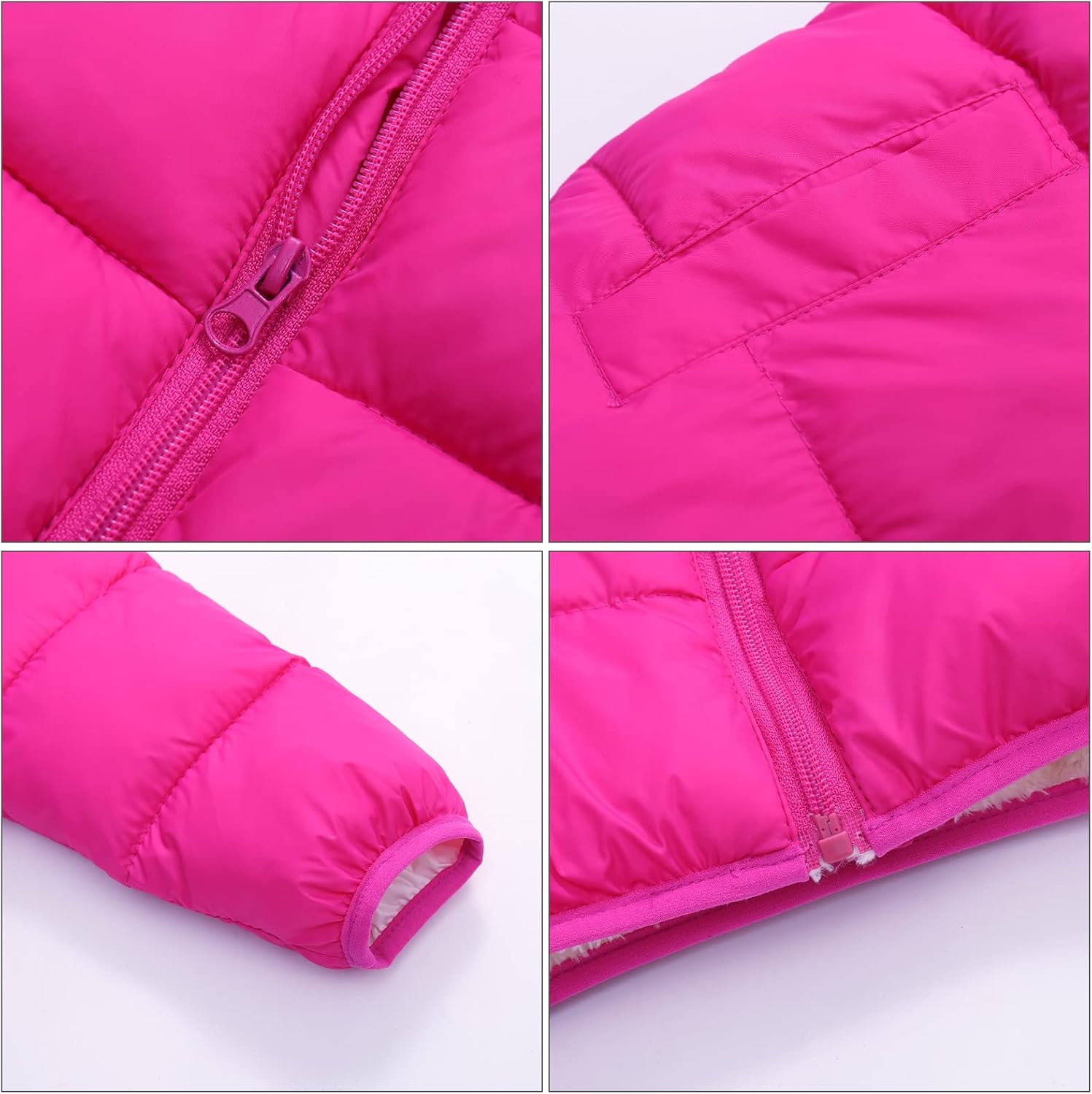 Happy Cherry Boys Girls Winter Thick Jacket Warm Fleece Fur Lining Zipper Hooded Windproof Coat Outwear for 1-7 Years - Image 4