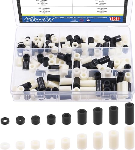 Glarks Kit surtido de espaciadores redondos de nailon para tornillos M6, espacia