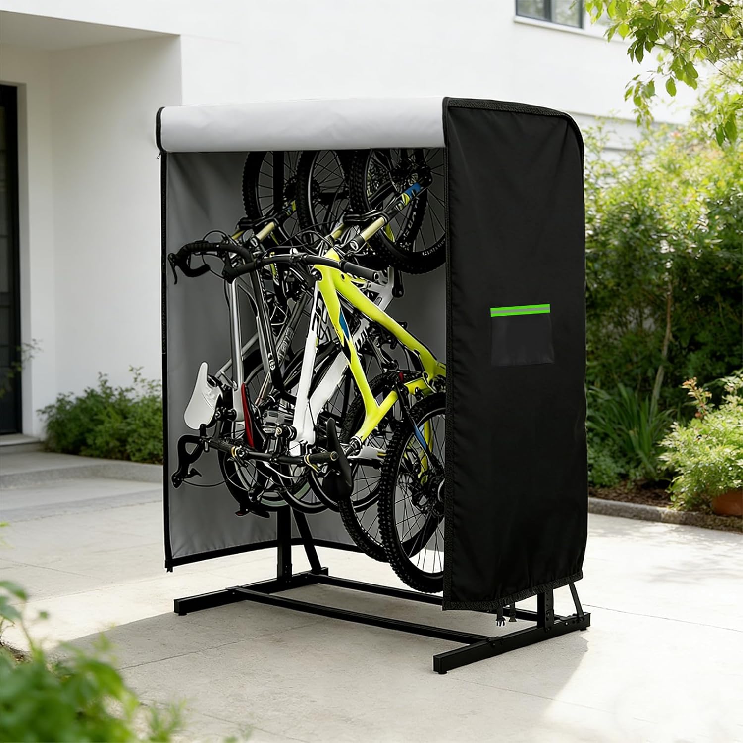 Vertical Bike Rack Cover(78×43×86in), 420D Waterproof Upright bike rack cover, All-Weather Vertical Bike Rack Cover Ideal for Both Garage and Outside Storage