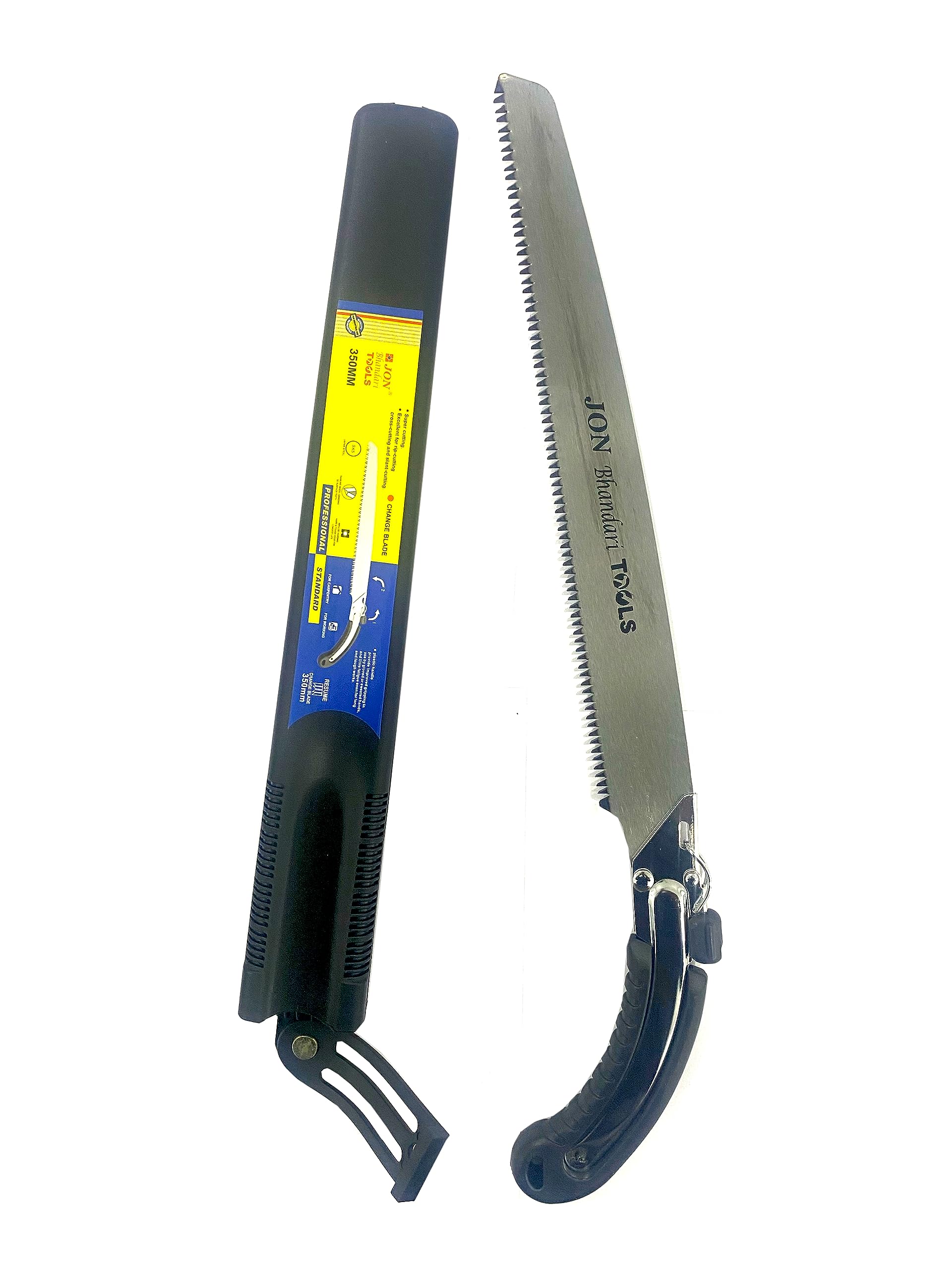Jon Bhandari Tools 350mm Pruning Saw with Cover – Hand Saw for Gardening, Tree Trimming & Branch Cutting – Sharp Hardened Steel Blade, Ergonomic Handle