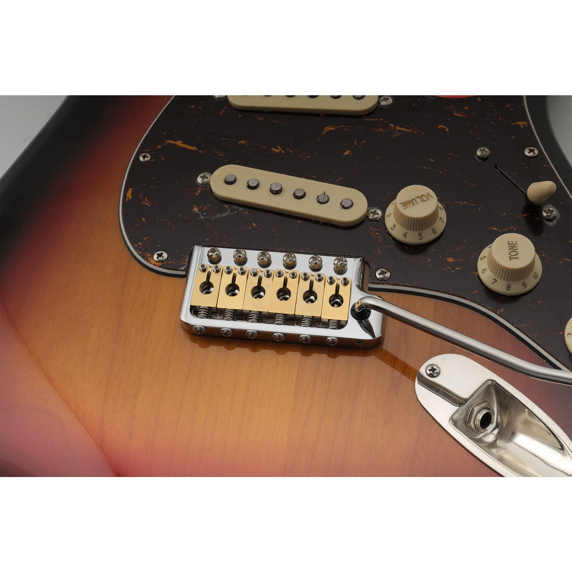 Musiclily Ultra 52,5 mm Solido Ottone Stile Ponte Tremolo 6 Viti Knife Edge per Chitarra Elettrica Tipo Strat, Hybrid