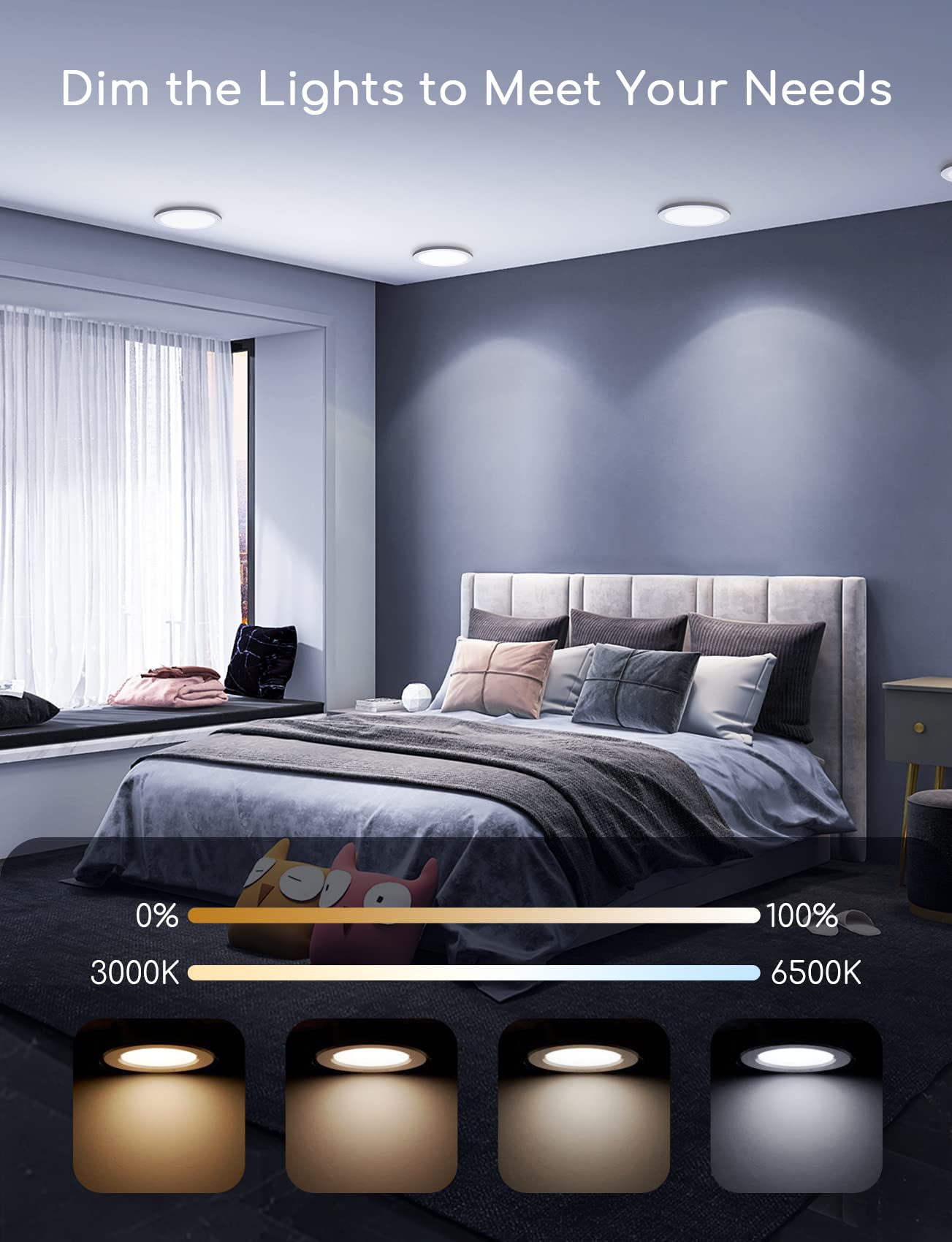 3 Stück Smart Home Einbau-Deckenleuchte 18W dimmbar CCT 2700-6500K 1760lm rund Ø230mm, mit Fernbedienung, auch steuerbar über App/Smartphone, kompatibel mit Google Assistant® und Amazon Alexa®