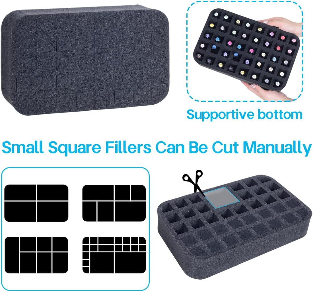 Nail Polish Organizer Holder Foam Pad with Slots for Storage 40 Bottles (15ml/0.5fl.oz) Nail Polish or Essential Oil Tray for Drawers Black